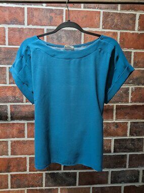 WEST K Teal Blue Chiffon Textured Tie-Back Top Size SP
